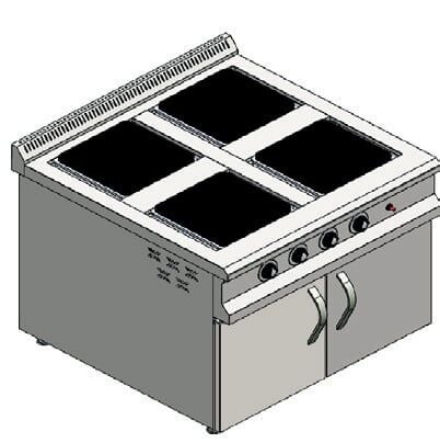 CSA Elektrikli 4 lü Ocak Alt Dolaplı 80x80x85 cm KRCS.DKZE.880.CE