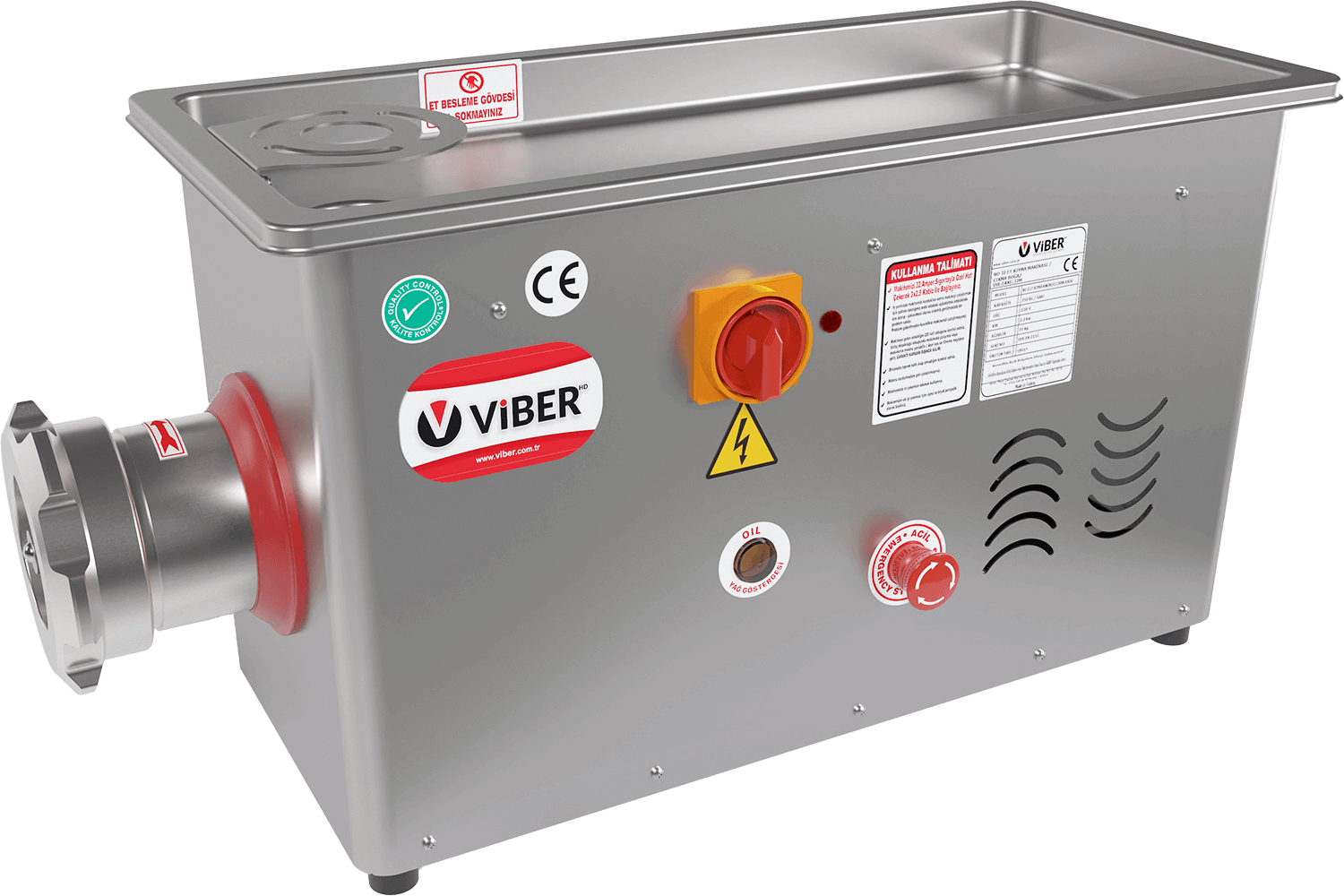 Viber No:32 Komple Paslanmaz Et Kıyma Makinesi 380V VHE.EKK.32T-S