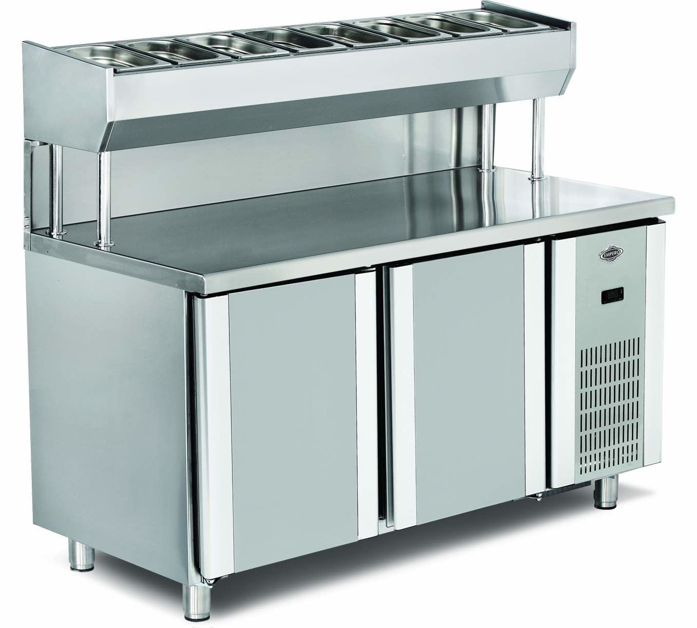 Empero EMP.150.80.01-PSY Yükseltilmiş Pizza Ve Salata Hazırlık Buzdolabı 2 Kapılı 300 lt 150x70x85/135 cm