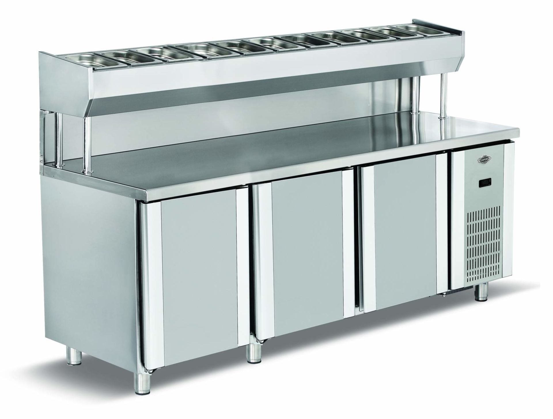 Empero EMP.200.80.01-PSY Yükseltilmiş Pizza Ve Salata Hazırlık Buzdolabı 3 Kapılı 500 lt 200x70x85/135 cm