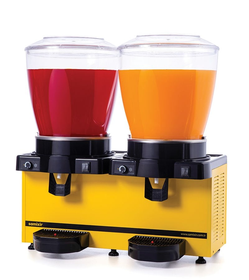 Samixir Panaromik Karıştırıcılı Analog Soğuk İçecek Dispenseri Twin  22+22 L Sarı MM44.AY