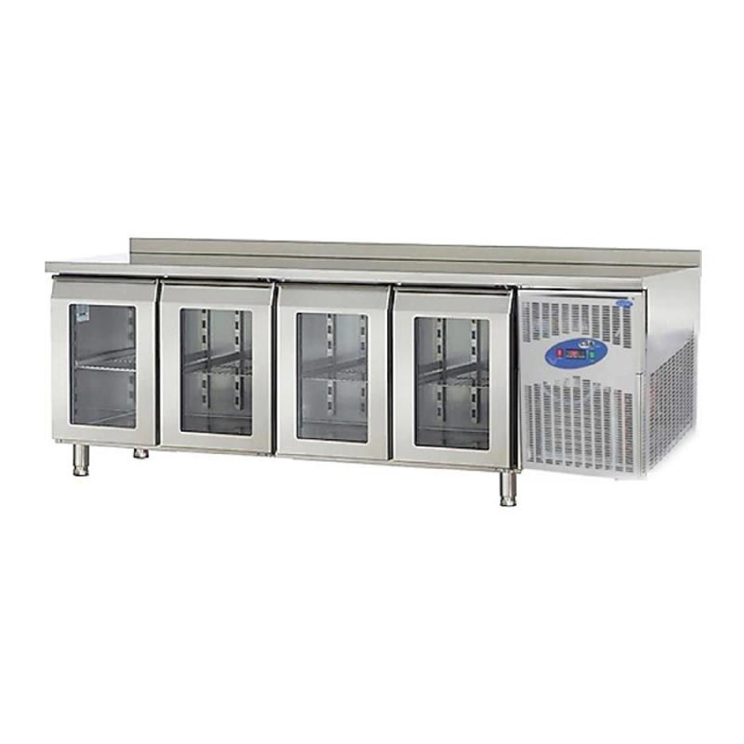 CSA CS.TEK.4.700.C.240cm Tezgah Tipi Buzdolabı 4 Cam Kapılı 240×70 Cm 632 L 304 Kalite