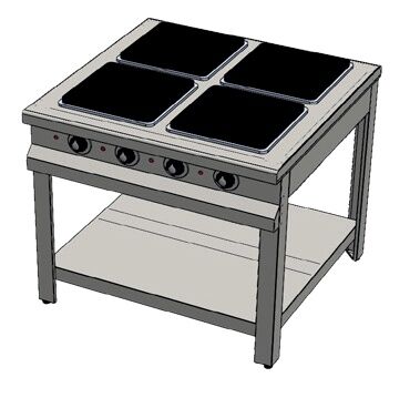 CSA Elektrikli 4 Lü Taban Raflı Ocak 90x90x85 cm KRCS.TROE.990