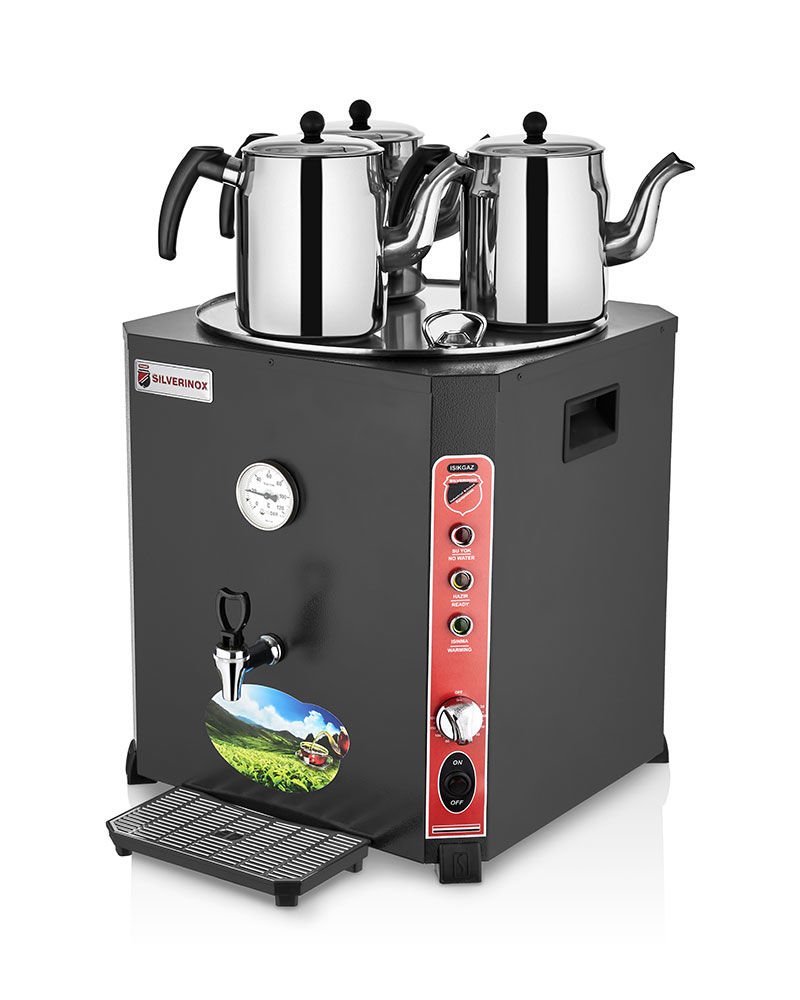 Silverinox 36 lt - 3 Demlikli Jumbo Çay Makinesi Siyah EL-03S
