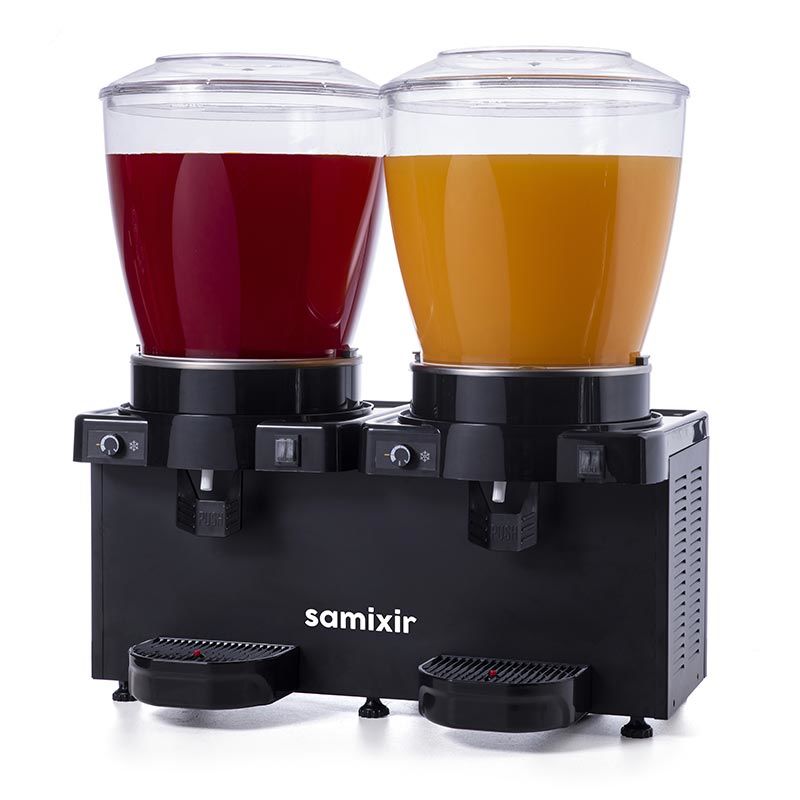 Samixir Panaromik Karıştırıcılı Analog Soğuk İçecek Dispenseri Twin  22+22 L Siyah MM44.AB