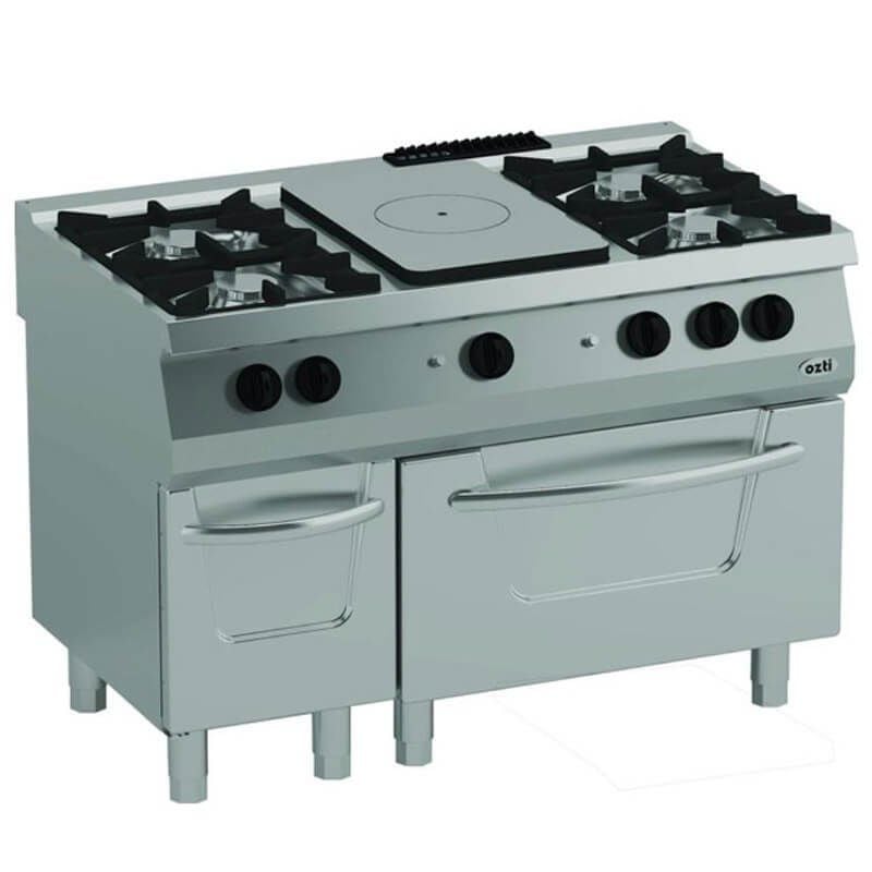 Öztiryakiler Kuzine Büyük Fırınlı 700 Seri Gazlı 6 Açık Ateş 120*70*85 (L)-6x6 kW+13 kW Gazlı Fırın