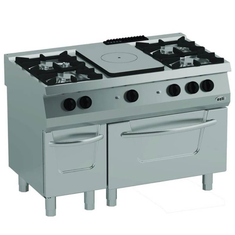 Öztiryakiler Kuzine Büyük Fırınlı 700 Seri Gazlı 6 Açık Ateş 120*70*85 (LP)-3x6 Kw+3x7,5 kW+13 kW Gazlı Fırın