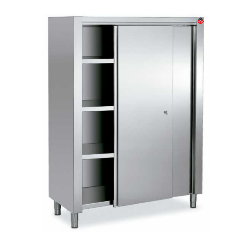 Paslanmaz Ara Raflı Sürgü Kapılı Dolap