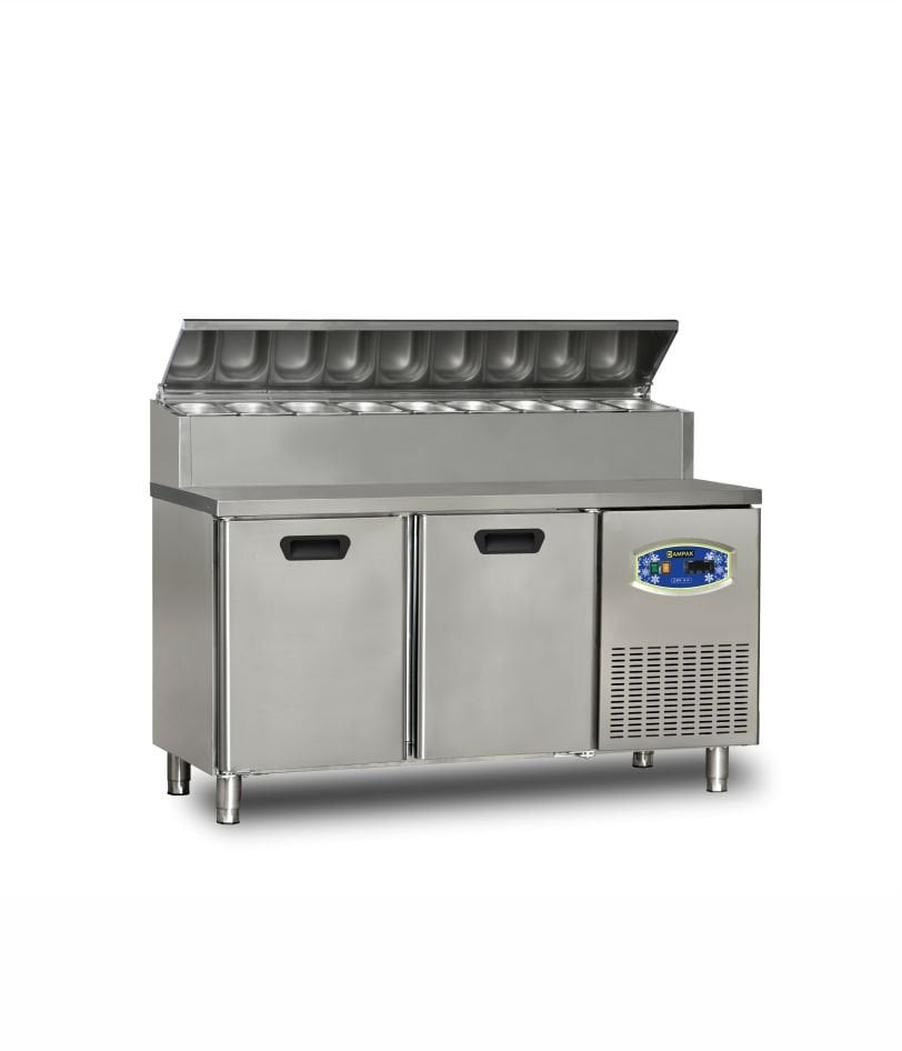 Dampak 22TBF2S-PA70 Alçak Model 2 Kapılı Pizza Hazırlık Buzdolabı 320 lt 150x70x109 cm