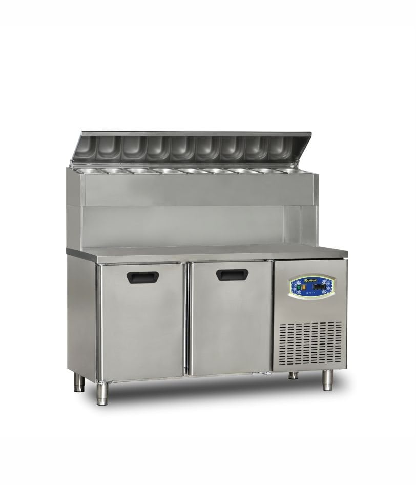 Dampak 22TBF2S-PY70 Yüksek Model 2 Kapılı Pizza Hazırlık Buzdolabı 290 lt 150x70x133 cm