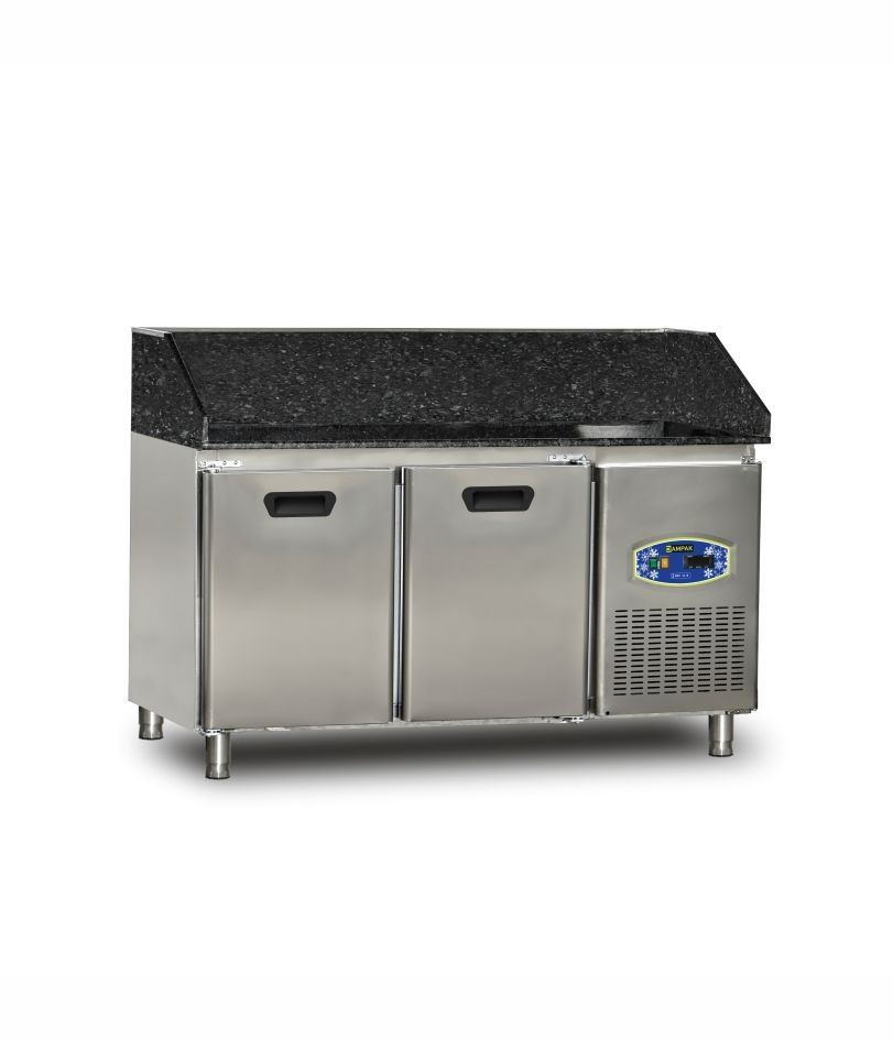 Dampak 22TBF2S-70-GR Granit Tablalı 2 Kapılı Pizza Hazırlık Buzdolabı 290 lt 150x70x109 cm
